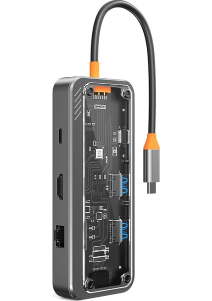 Çoklayıcı Adaptör 8 In 1 USB C Type-C To USB A, USB C Macbook Uyumlu Çevirici Adaptör Çok Portlu Çoklayıcı 8in1 USB Hub ZR663