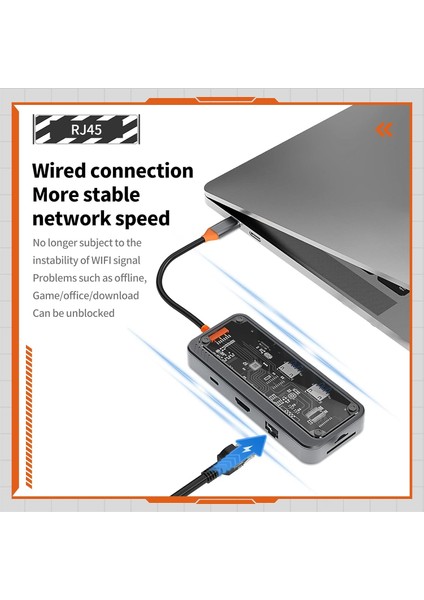 Çoklayıcı Adaptör 8 In 1 USB C Type-C To USB A, USB C Macbook Uyumlu Çevirici Adaptör Çok Portlu Çoklayıcı 8in1 USB Hub ZR663
