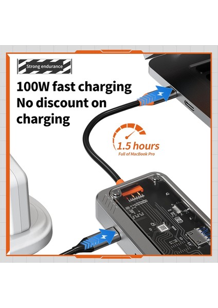 Çoklayıcı Adaptör 8 In 1 USB C Type-C To USB A, USB C Macbook Uyumlu Çevirici Adaptör Çok Portlu Çoklayıcı 8in1 USB Hub ZR663