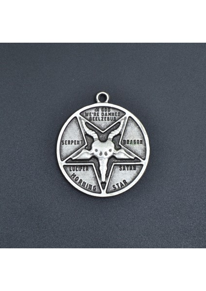Lucifer Morning Star Zincir Kolye - Gümüş Kaplama - Erkek Kadın Kolye - Kod:448
