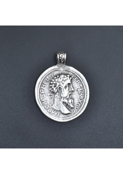 Antik Roma Sikkesi - Parası Zincir Kolye - Gümüş Kaplama - Erkek Kadın Kolye - Kod:449