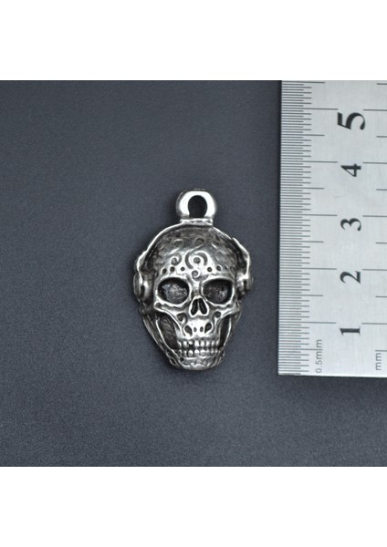 3'lü Kulaklık Kuru Kafa Gitar Dj Kuru Kafa Erkek Kadın Kolye Seti - Kod:1110