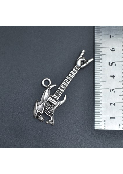 3'lü Klasik Akustik Gitar Kuru Kafa Gitar Kulaklık Erkek Kadın Kolye Seti - Kod:1108