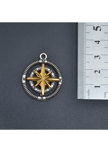3'lü Şaman Davulu - Kam Davulu Viking Pusula Tılsım Erkek Kadın Kolye Seti - Kod:1139