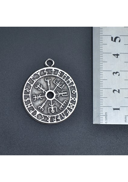 3'lü Viking Pusula Tılsım Şaman Davulu - Kam Davulu Erkek Kadın Kolye Seti - Kod:1226