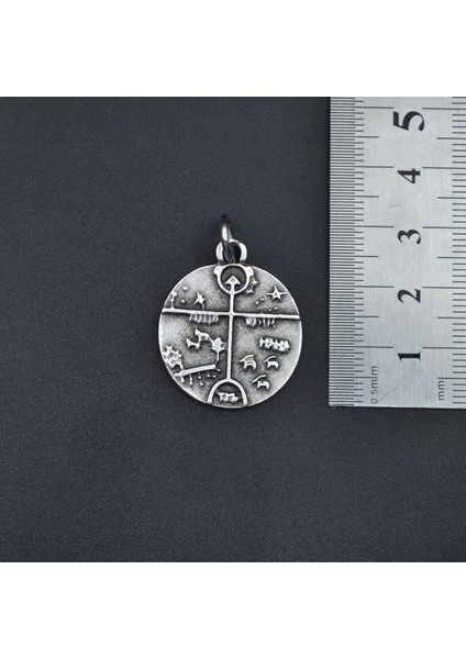 3'lü Viking Pusula Tılsım Şaman Davulu - Kam Davulu Erkek Kadın Kolye Seti - Kod:1226