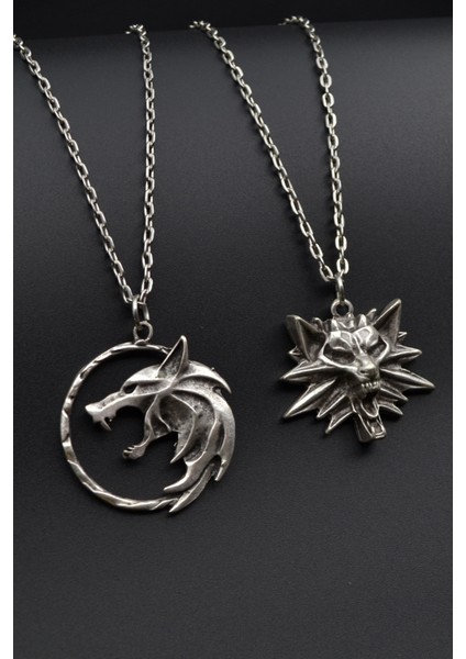 2'li The Witcher Kurt Erkek Kadın Kolye Seti - Kod:1183