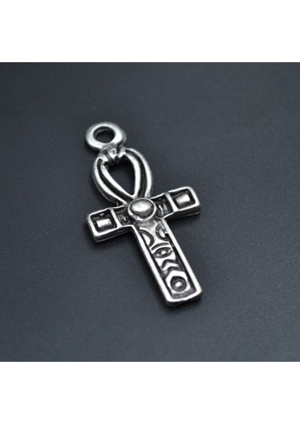 Nil'in Anahtarı - Ankh Anahtarı Deri ip Kolye - Gümüş Kaplama - Kadın Erkek Kolye - No:805