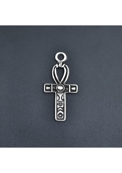 Nil'in Anahtarı - Ankh Anahtarı Deri ip Kolye - Gümüş Kaplama - Kadın Erkek Kolye - No:805