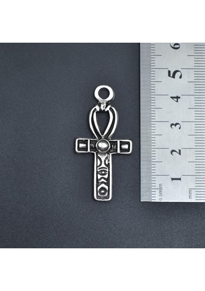 Nil'in Anahtarı - Ankh Anahtarı Deri ip Kolye - Gümüş Kaplama - Kadın Erkek Kolye - No:805