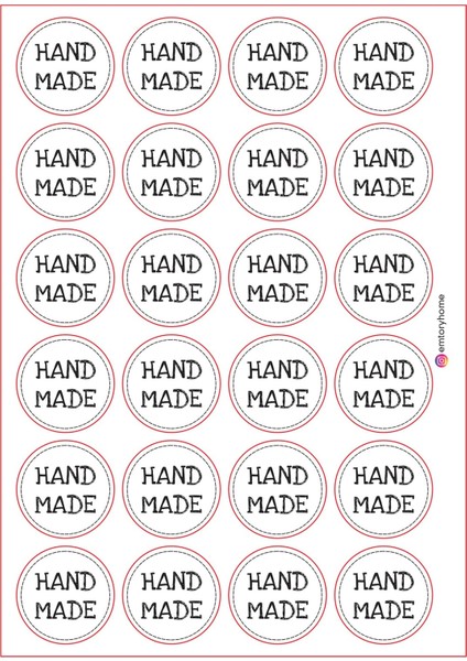 Beyaz Handmade Sticker -Paketleme Sticker - Teşekkür Etiketi- Yuvarlak Sticker - El Yapımı Sticker