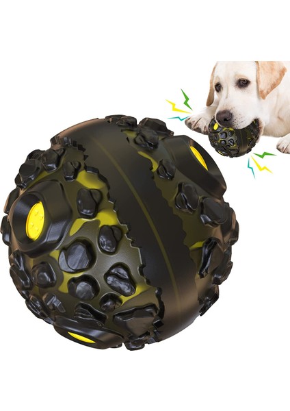 Göktaşı Şekli Köpek Pet Molar Temizleme Topu Oyuncak Interaktif Siyah Destekli Husky Alaskan Golden Retriever Labrador Bulldog (Sarı) (Yurt Dışından)
