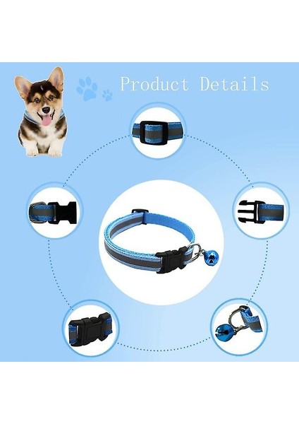 Çanlı Yansıtıcı Kedi Tasması, Köpek Veya Yavru Kedi Tasmaları Için Ayarlanabilir Breakway Emniyetli Yenidoğan Tasmaları (Yurt Dışından)