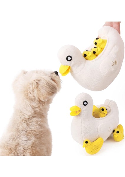 Köpek Snuffle Oyuncak Çiğneme Oyuncağı, Evcil Ördek Peluş Gıcırdayan Oyuncak, Köpek Saklanan Yiyecekler Doğal Toplayıcılık Becerilerini Teşvik Eden Eğitici Oyuncak, Küçük-Orta Irklar (Yurt Dışından)