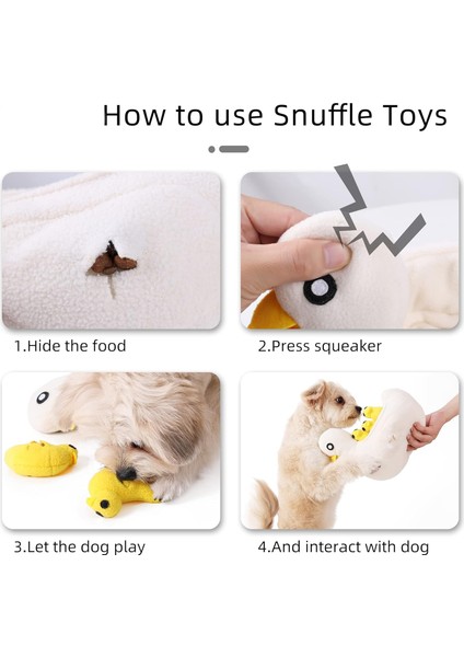 Köpek Snuffle Oyuncak Çiğneme Oyuncağı, Evcil Ördek Peluş Gıcırdayan Oyuncak, Köpek Saklanan Yiyecekler Doğal Toplayıcılık Becerilerini Teşvik Eden Eğitici Oyuncak, Küçük-Orta Irklar (Yurt Dışından)