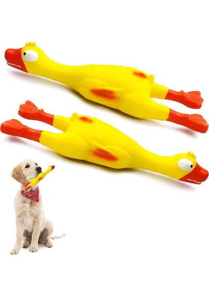 Çığlık Atan Lastik Tavuk Köpek Cızırtılı Oyuncak, Lateks Çiğneme Molar Köpek Oyuncak, 2'li Paket (Yurt Dışından)