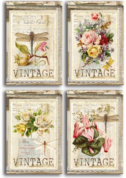 Gül Temalı Kartpostal Seti (10X15 cm 4 Adet)