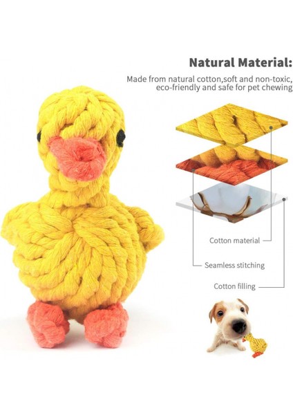 Yavru Köpek Çiğneme Oyuncakları, Eğitim Için Köpek Tasma Oyuncakları, Köpek Yavrusunun Sıkıntısını ve Kaygısını Önlemek Için Pamuk Ipli Oyuncaklar (Ördek) (Yurt Dışından)