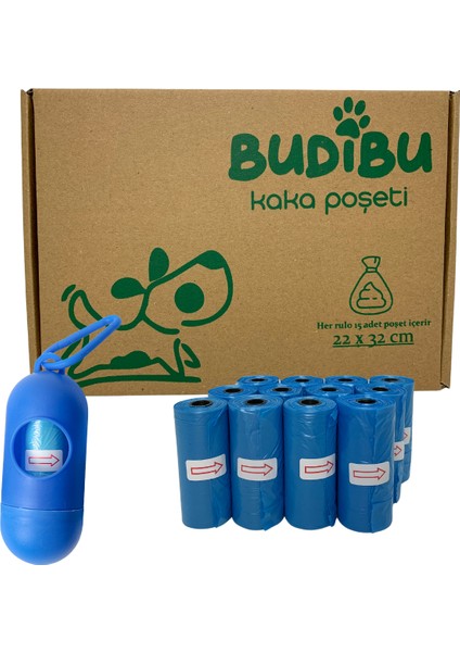 Kedi Köpek Kaka Poşeti Evcil Hayvan Dışkı Kaka Torbası Taşıma Kapsülü ve 12 Rulo (180 Poşet)