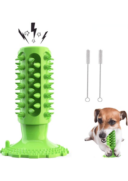 Köpek Diş Fırçası Gıcırtılı Çiğneme OYUNCAKLARI–2020 Yükseltilmiş Sonic Yavru Diş Temizleme Çubuğu - Doğal Kauçuk Diş Bakımı Diş Fırçası, 2pcs Saman Temizleme Ile, Yeşil (Yurt Dışından)
