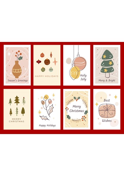 Yılbaşı Temalı Kartpostal Seti (15X10 cm 6 Adet+6 Adet Zarf)