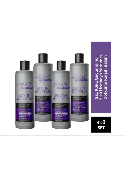 Expert Biotin Ve Kafein Şampuan 350 Ml X 4 -Hızlı Uzamaya -Vegan
