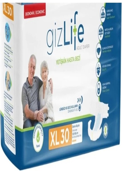 Gızlıfe Bel Bantlı Yetişkin Hasta Bezi Ekstra Büyük Boy Xl 30 Adet