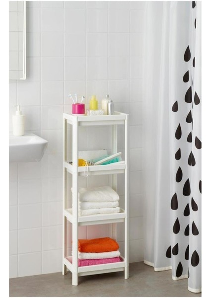 Ikea Vesken 23X100 cm Raf Banyo Duş Şampuan Lif Havlu Rafı