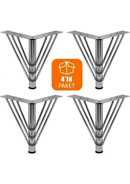 Üçgen Model Krom Metal Mobilya, Dolap, Koltuk, Kanepe, Tv Ünitesi Ayakları 15 cm Metal (4 Adet)