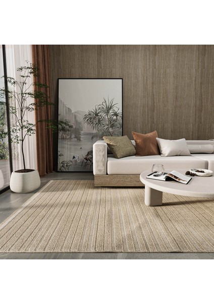 Newyork 3102 Vizon Yumuşak Tuşeli Halı Kilim Salon Koridor Kesme Yolluk Dokuma Makine Halısı