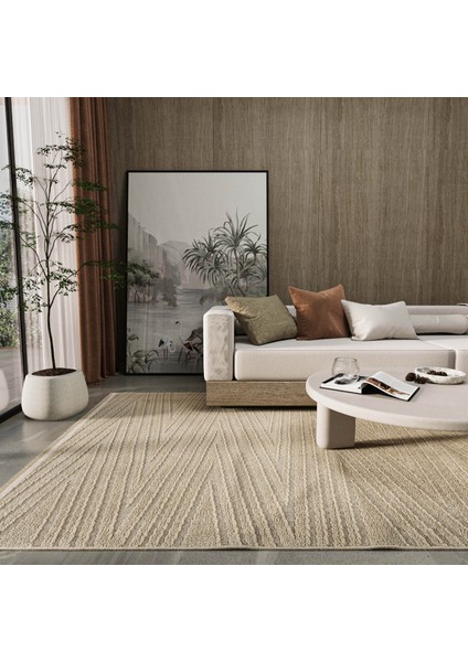 Newyork 3106 Vizon Yumuşak Tuşeli Halı Kilim Salon Koridor Kesme Yolluk Dokuma Makine Halısı