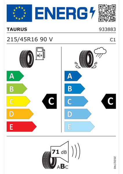 215/45 R16 90V Xl High Performance Oto Yaz Lastiği (Üretim Yılı: 2024)