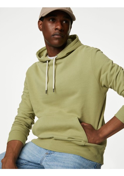 Marks & Spencer Saf Pamuklu Kapüşonlu Sweatshirt