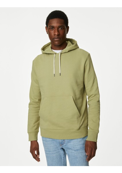 Marks & Spencer Saf Pamuklu Kapüşonlu Sweatshirt