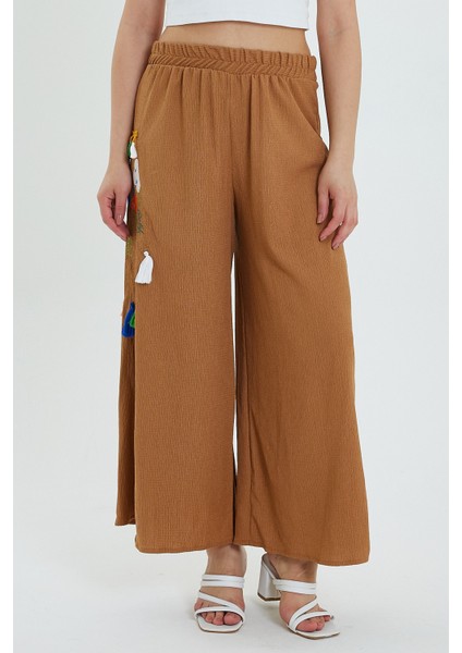 Kadın Yanı Nakışlı Örme Pantolon RD24YB110913