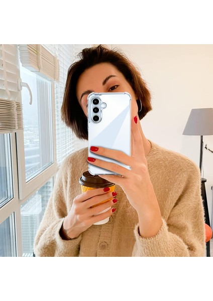 Samsung Galaxy A14 Kılıf Köşe Korumalı Darbeye Dayanıklı Antişok Şeffaf Silikon + 9h Temperli Cam 2'li Set fırsatları