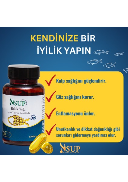 Omega 3 Balık Yağı (Epa/Dha) 1000 Mg 50 Softjel