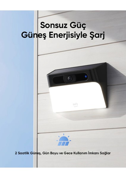 Eufy Security 2K Solar Aydınlatmalı Dış Mekan Güvenlik Kamerası S120 - 2K HD - IP65 - T81A0 (Anker Türkiye Garantili)