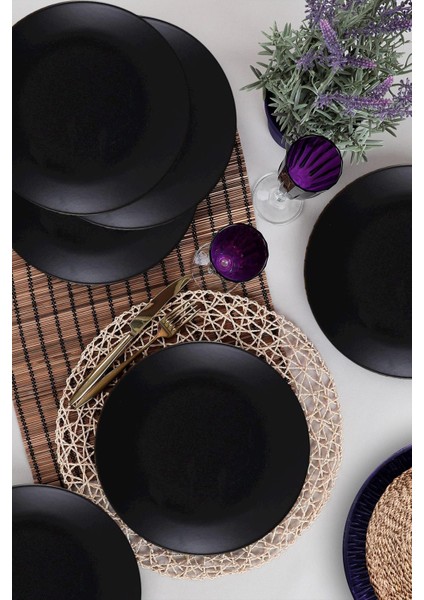 Siyah Mat Ege Servis Tabağı 26 cm 6'lı