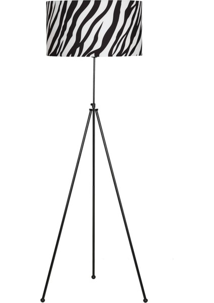 Noa Siyah Kaplama Tripod Boyu Ayarlanabilir Metal Lambader - Zebra Desenli