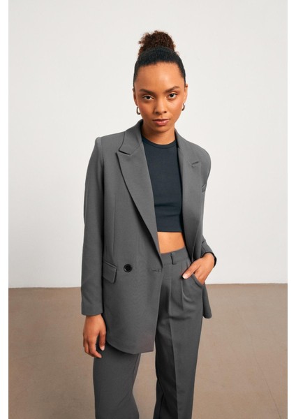 Loose Fit Feminen Antrasit Kadın Blazer Ceket fiyatları