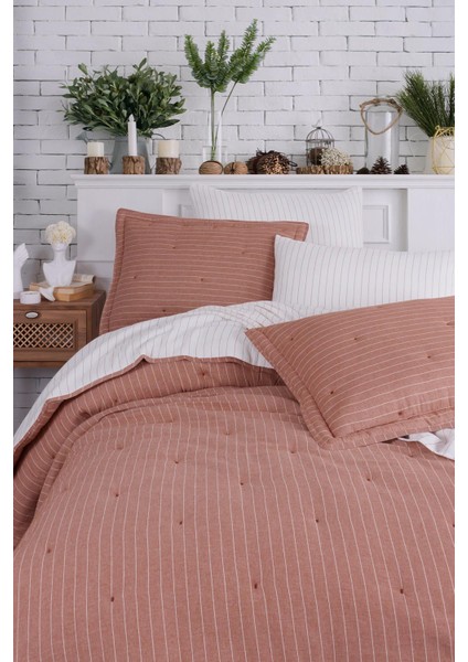 Soft Dreams Tek Kişilik Natural Yatak Örtüsü Kiremit