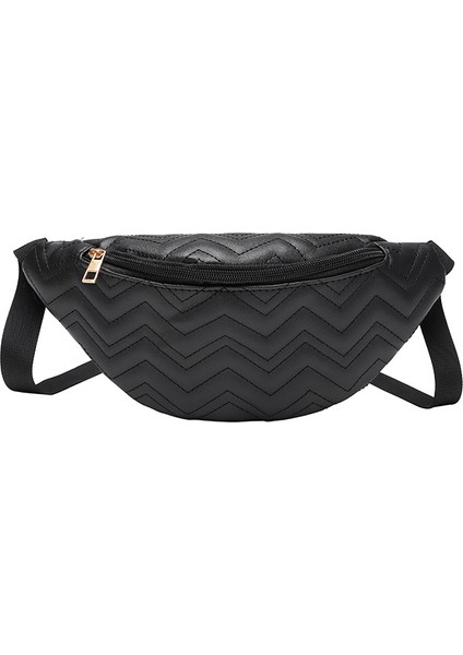 Casual Çok Yönlü Göğüs Çantası V Desen Çapraz Kadın Çantası - Siyah (Yurt Dışından)