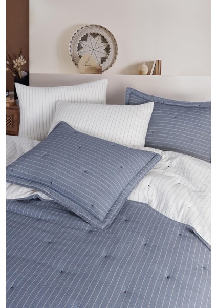 Soft Dreams Tek Kişilik Natural Yatak Örtüsü Seti Indigo
