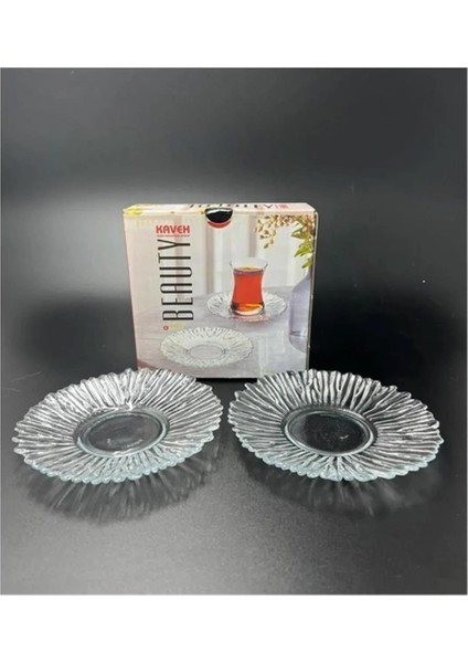 Beauty 6'lı Özel Desen Kristal Çay Tabağı