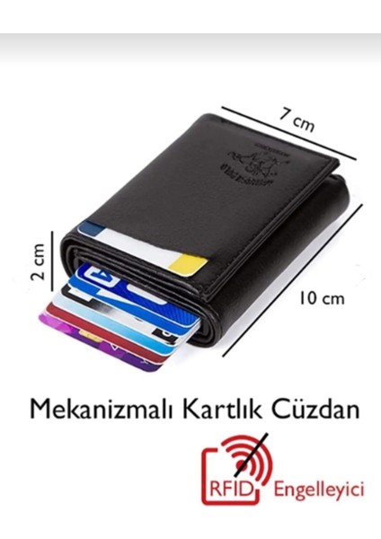 Anıl Bags Suni Deri Mekanizmalı Otomatik Kızaklı Kartlık Cüzdan Kart Bölmeli