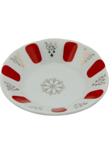 Kahveci Porselen Kırmızı Kahveci Çay Tabağı 12 Adet Tabak