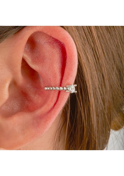 Daelyn Ear Cuff 1 Mikron Rodyum Kaplama (925 Ayar Gümüş Üzerine) Zirkonyum
