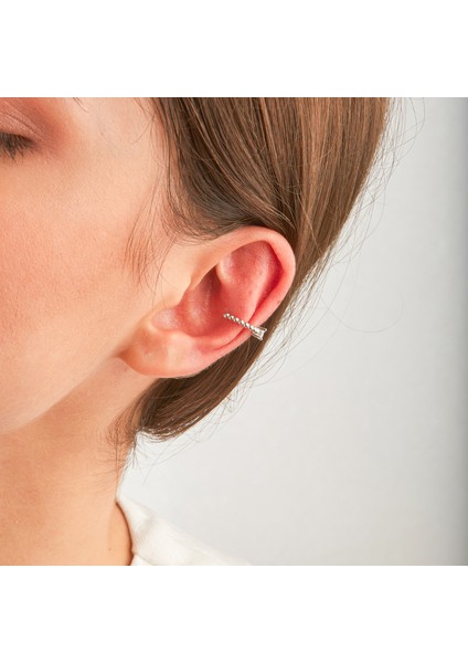 Daelyn Ear Cuff 1 Mikron Rodyum Kaplama (925 Ayar Gümüş Üzerine) Zirkonyum