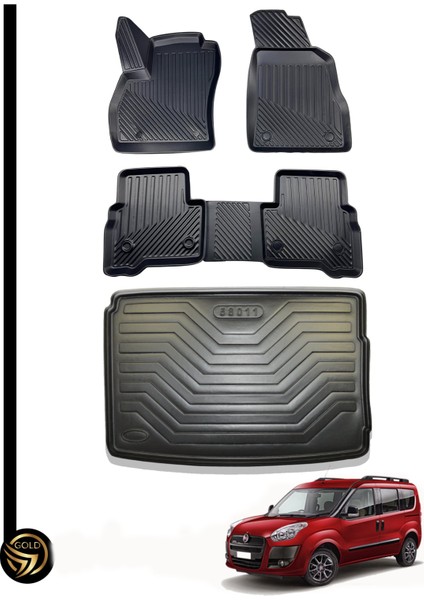 Fiat Doblo 2010+ 3D Havuzlu Oto Paspas ve Bagaj Havuzu Dizayn Seti